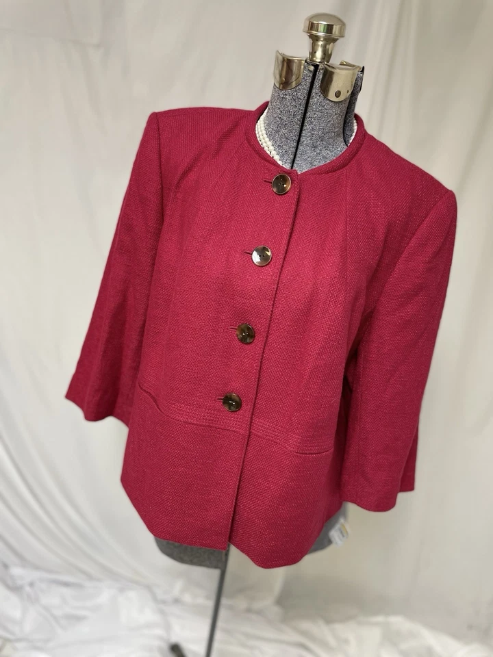 NUEVO Blazer Talbots Talla 18WP Traje Frambuesa Chaqueta Bolsillo Mezcla Algodón Separado Foto 3 de 4