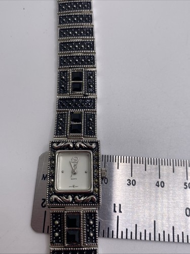 Orologio Donna Silver Tank Black Jewel Funzionante Batteria Nuova - Foto 4 di 6