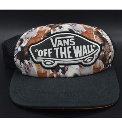 Vans Off the Wall x ASPCA Cat Print Hat Snapback Mesh Trucker Cap Skater