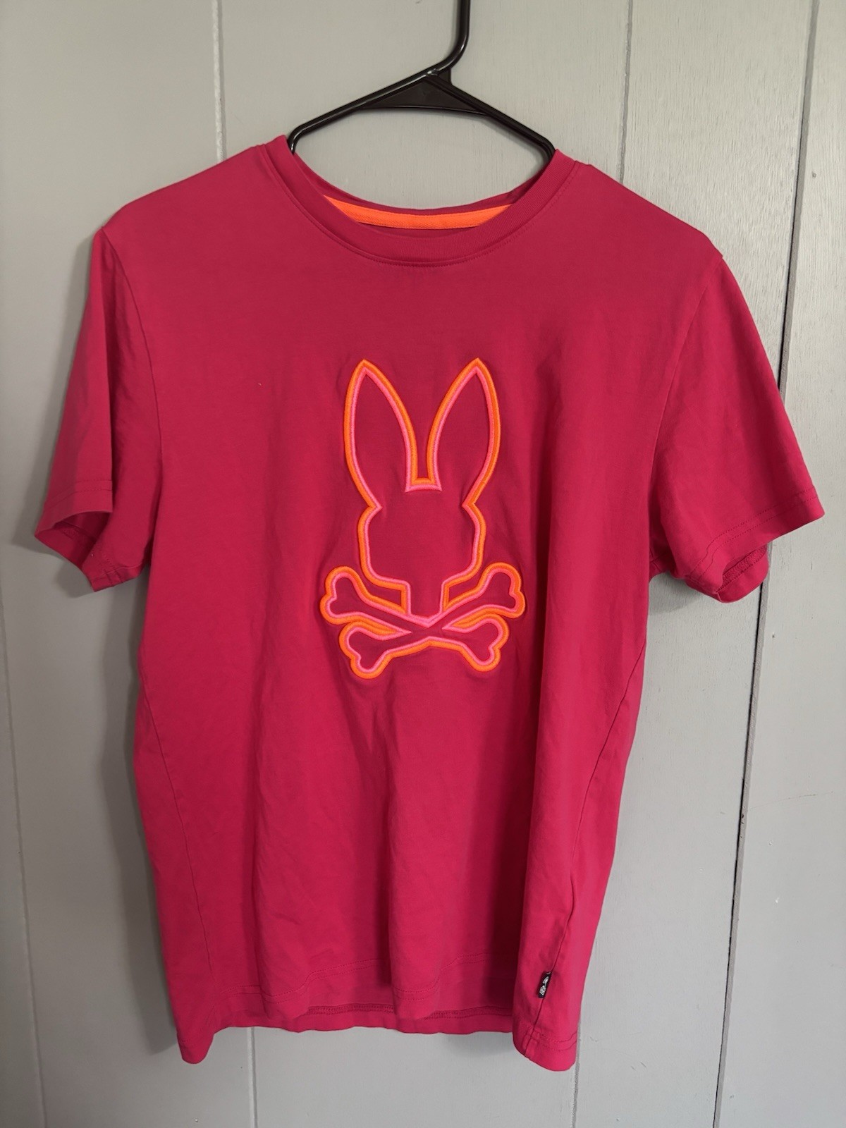Woman Psycho Bunny Pink Pima Cotton Logo Graphic Print Crew Neck T-Shirt Size 4
