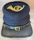 Vintage Civil War US Army Infantry Kepi Wool Hat W/Brass Horn/Harp no markings