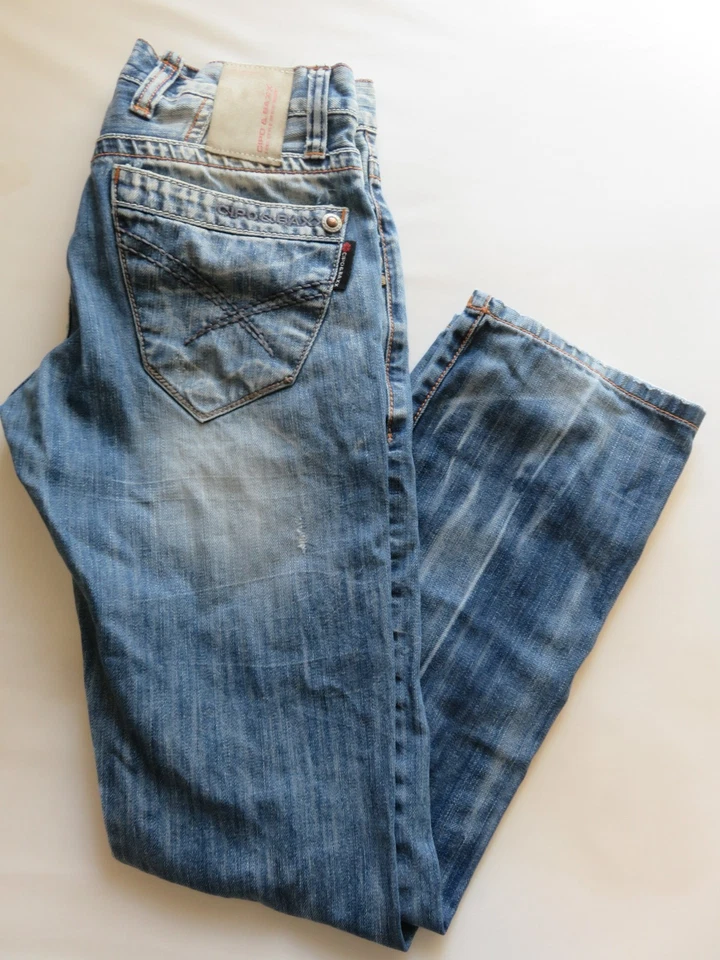 Jeans Cipo & Baxx 30x32 Denim Recto Envejecido Lavado Ácido Y2K Motociclista Hip Hop Foto 2 de 4