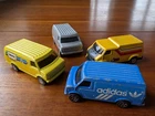 Vintage Corgi Juniors model vans, Adidas Hertz Chevrolet US Hot rod Silver