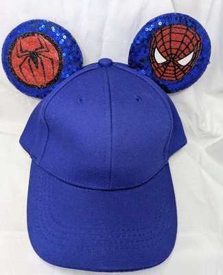 Disney Mickey Mouse Ears Spiderman Blue Baseball Cap Adult Size