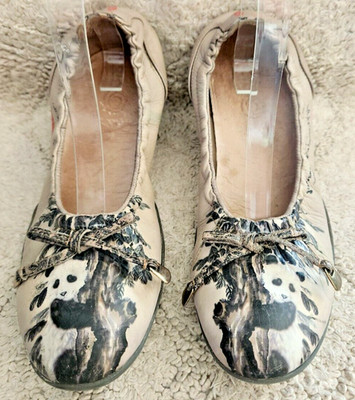 ICON Hand Painted Leather Ballet Shoes size 42 11US ~ Tan & Panda Bears
