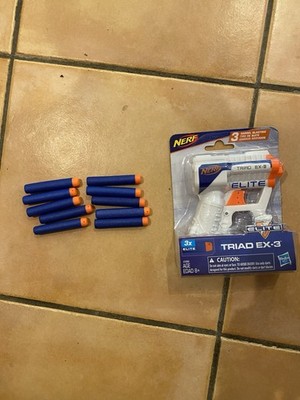 Nerf N-Strike Elite Triad EX-3 Blaster White/Blue Brand New in Box+10 New Darts