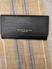 Bailey & Quinn London Black Leather Wallet Croc Effect Card Holder Purse