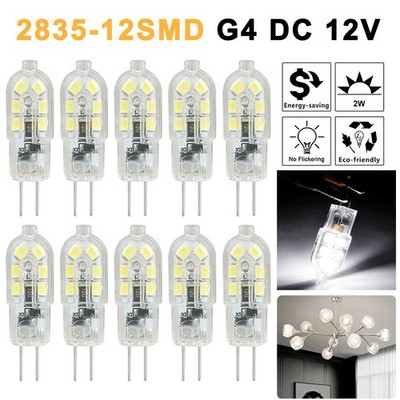 10PCS White G4 LED 2W = 20W Halogen Light Bulb 12 LED 2835 SMD Lamp DC 12V 6500K