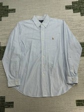 Ralph Lauren Dress Shirt Mens 16.5 Blue Pinstripe Pony Classic Fit Button Down