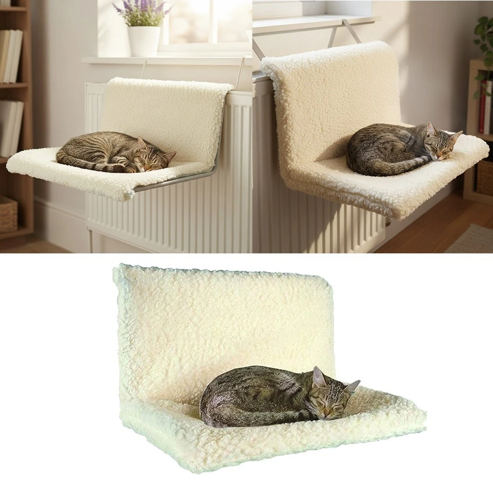 2x Cat Puppy Kitten Radiator Bed Cosy Warm Fleece Hanging Basket Hammock Cradle