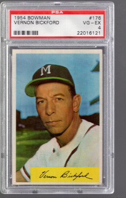 SLA421- 1954 Bowman Nr. 176 Vern Bickford - PSA VgEx (4)