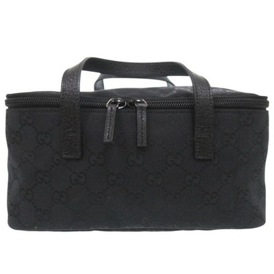 Gucci GG Vanity Bag Cosmetic Pouch Black Canvas Excellent Condition #R213010