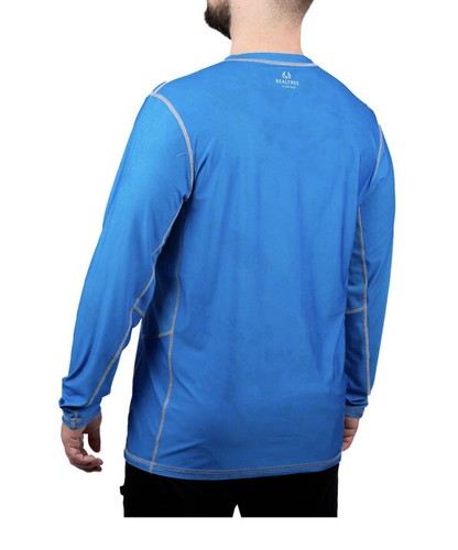 Realtree Wav3 Mens Gray Blue Reversible Long Sleeve Performance Fishing Shirt XL - Picture 8 of 10