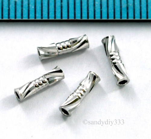 10x RHODIUM plated STERLING SILVER LASER CUT TUBE SPACER 7.8mm x 2mm BEAD #2879 - Picture 2 of 2