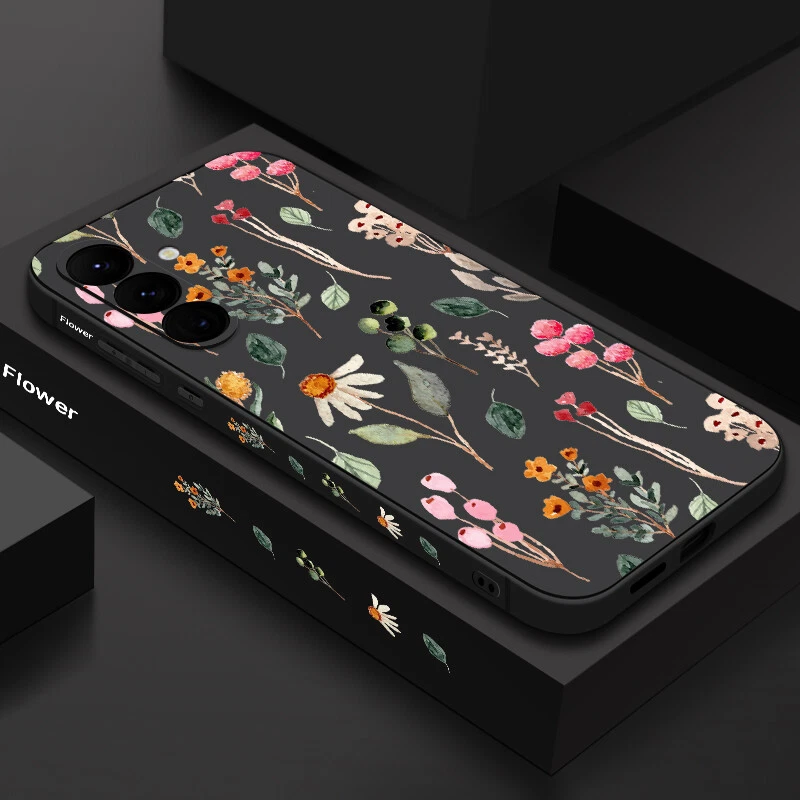 Phone Case For Samsung S25 S24 FE S23 Ultra A55 A15 Flower ShockProof Slim Cover