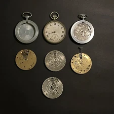 Vintage Watchmaker's Estate Lot: Sekonda & Pinnacle Pocket Watch Parts/Projects