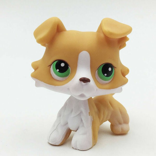 LPS Toys Littlest Pet Shop Yellow Collie Dog Puppy 272 Green Eyes