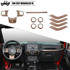 12x Wood Grain Full Interior Console Cover Trim Kit for Jeep Wrangler JK 2011-18