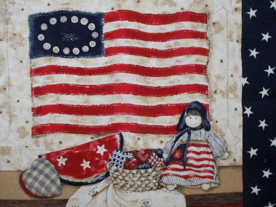 4 LG PATRIOTIC PILLOW FRONTS RED WHITE BLUE 2 EACH DESIGN 100% COTTON OOP 1995 - Image 3 of 4