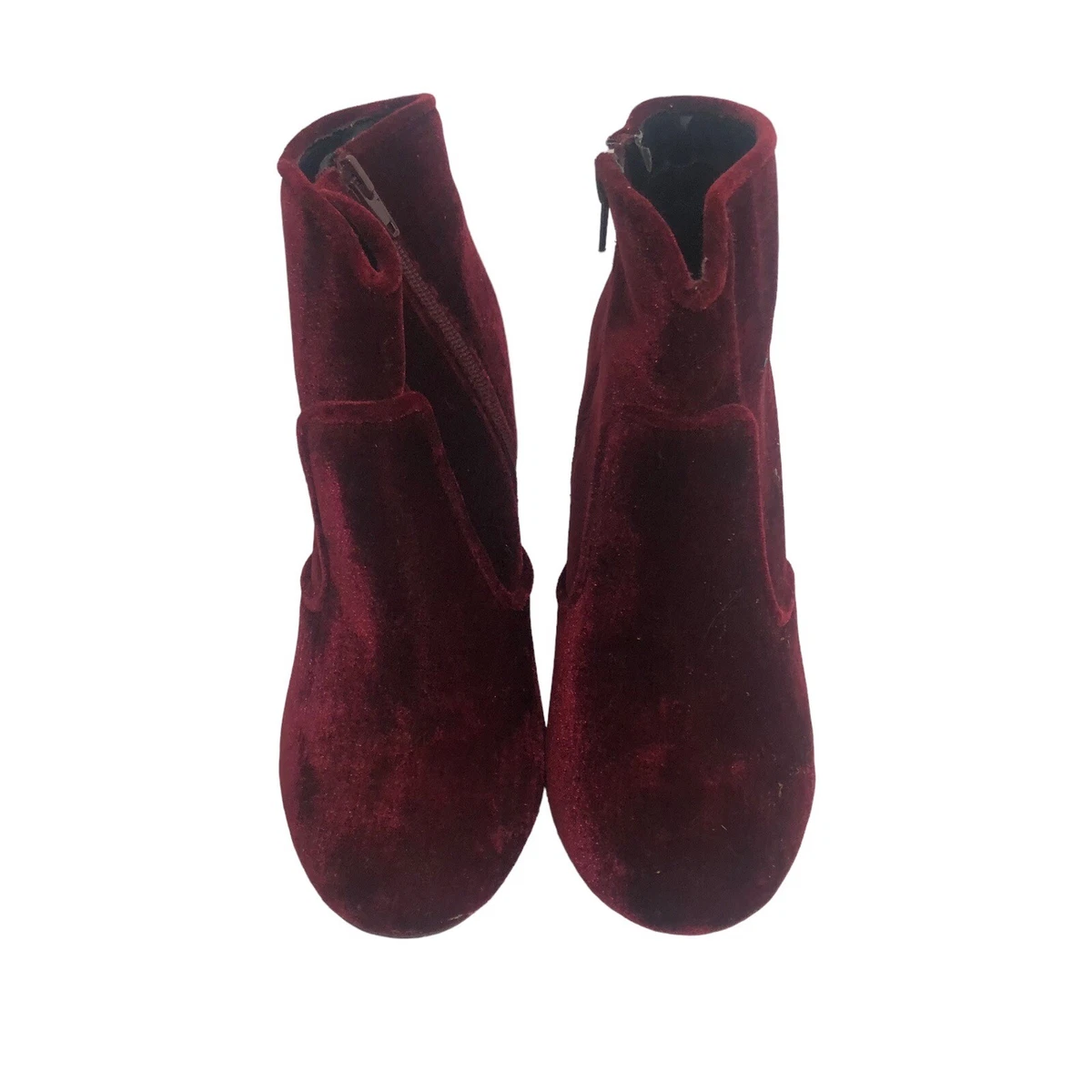 Mix No 6 Burgundy Velvet Heeled Boots Size 6.5M New Without Box eBay