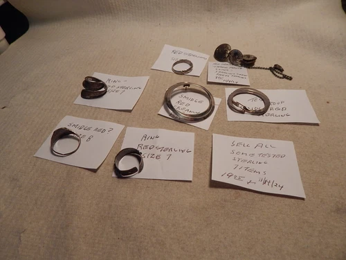 VTG STERLING SILVER LOT TWO PAIR EAR RINGS 4 RINGS ONE 3 PENCE COINS LOT