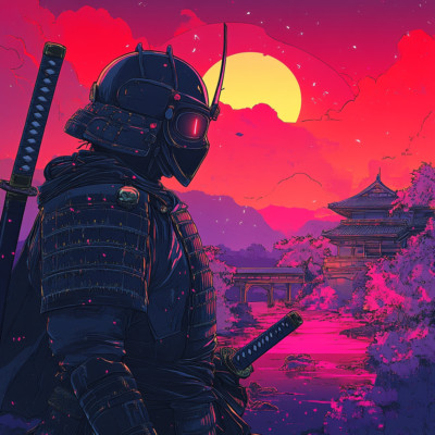 Wandtattoo Aufkleber Samurai Cyberpunk Wandaufkleber