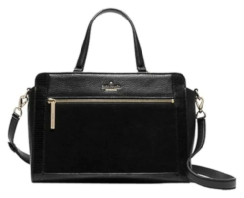 Kate Spade Satchel Crossbody Black Large Leather Suede Harlan Shoulder Bag - Afbeelding 1 van 9