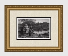 Neat Philip Richard Morris 1800s Engraving "Musical Adventure" SIGNED Framed COA