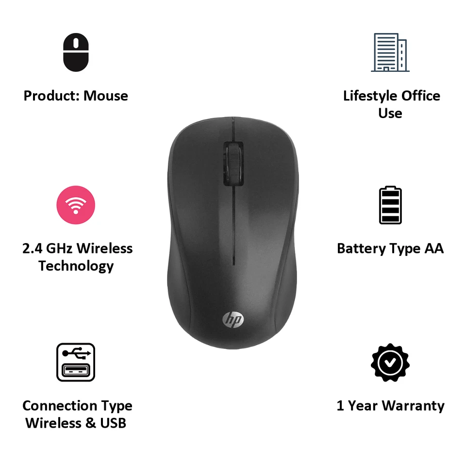 HP S500 Wireless Optical Mouse - 1000DPI - 3 Mtr range -Windows, Mac- Free Ship - Image 2 of 4