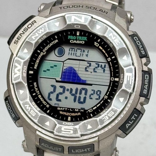 Casio Pro Trek Digital Watch PRW-2500T-7JF Titanium Solar Triple Sensor Silver - Picture 4 of 19