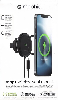 mophie Snap Wireless Charging Car Vent Mount - Black