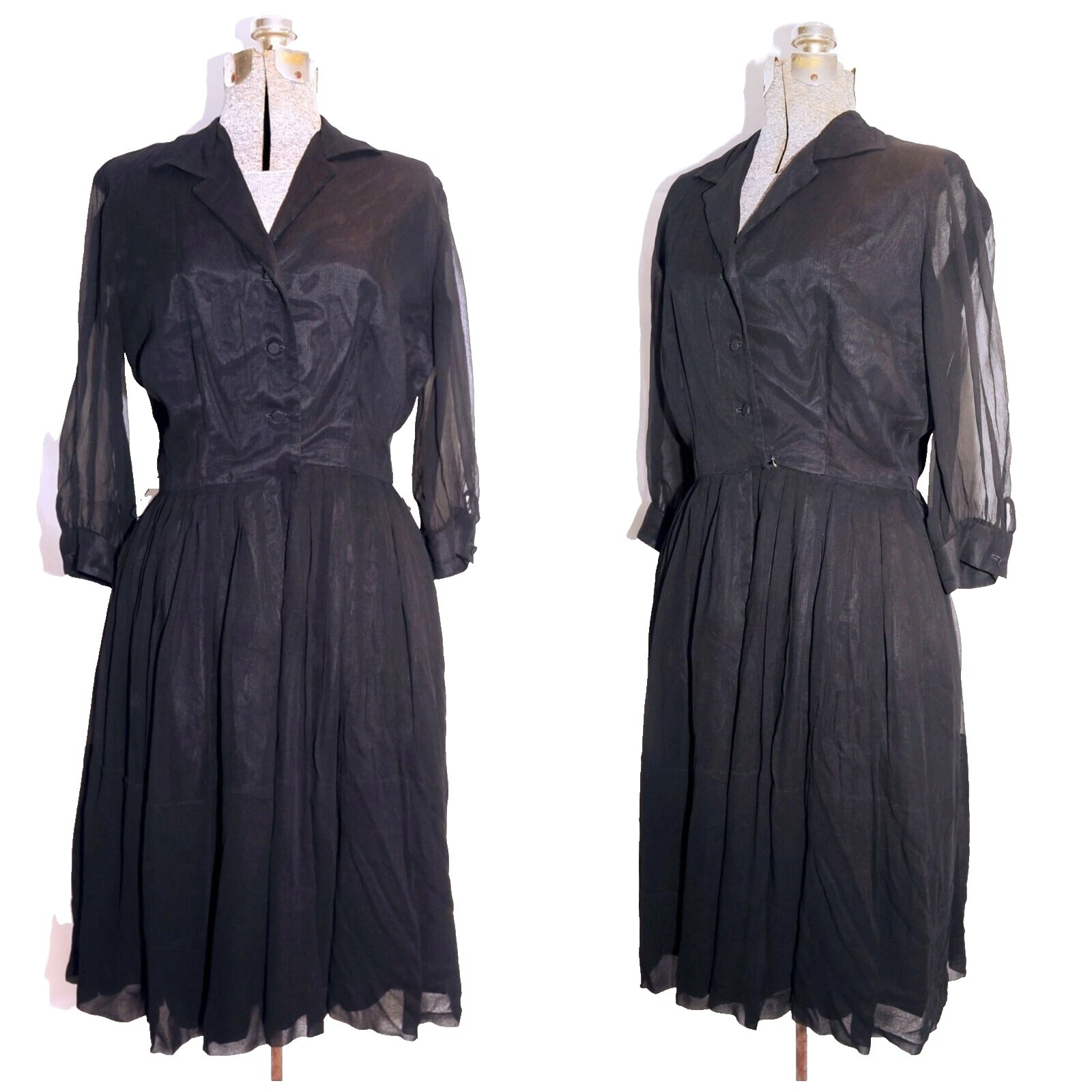 Vestidos Vintage Art Deco de Gasa Negra para Mujeres