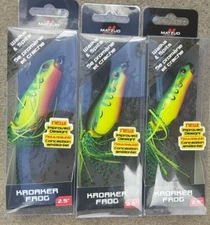  Lot of 3  Matzuo  Kroaker Frog Topwater Lure 2.5 inch.  walks & spits All Star
