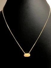 9377 Luna Norte Druzy Quartz Pendant Necklace 16-18" Gold tone  Chain