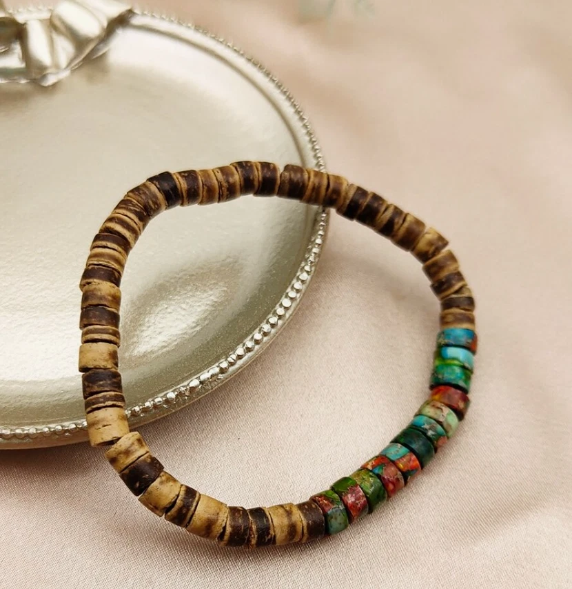 Pulsera de colección de 6 mm de cuentas de jaspe imperial de madera de curación Reiki para mujeres y hombres regalos Foto 2 de 4