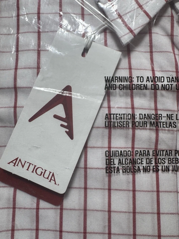 Antigua Affiliate Men’s Small White & Red Checked Dress Shirt NWT - Image 4 of 4