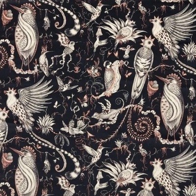 CLARKE & CLARKE / EMMA SHIPLEY STOFF ''QUETZAL VELVET'' 2,6 METER ANTHRAZIT SAMT