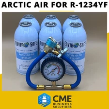 GET COLDER AIR, Arctic Air Refrigerant Support for R1234yf, 6 cans & Brass hose