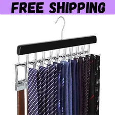 20 Hooks 2 in 1 Belt Tie Hanger for Closet Max 30 Belts with 30 Ties Capacity, B