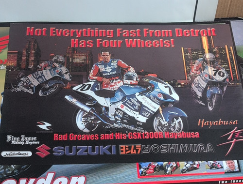 Suzuki Hayabusa GSX1300R Rad Greaves Collectible Poster Featuring His Motorcycle