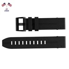 22mm New Black Leather Watchband Strap Quick Wristband For Garmin Fenix 5 6 7 G