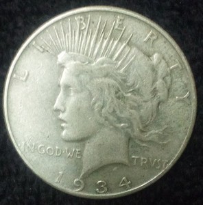 SILVER 1934 PEACE DOLLAR