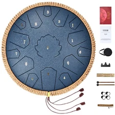 Steel Tongue Drum 14 in 15 Notes Rain Drum for Outside D Major Navy Blue