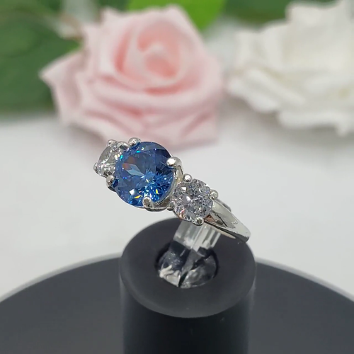 3.00Ct Round Natural Blue Sapphire Diamond Wedding Ring 14K White Gold Size 6 7 - Video 1 of 1