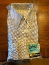 Vintage 70s Richman Brothers Shirt Disco Rich Knit Fly Collar 15 1/2 X 32 New