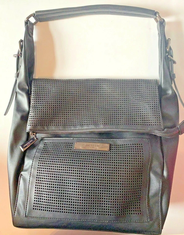 Kenneth Cole Black Short Handle Flap Over Hobo bag Zip Fastening NWOT - Image 3 of 4