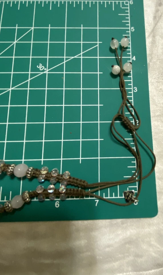 Collar Macramé Cookie Lee Tallado Madreperla y Cristal Estilo Boho Hippie Foto 4 de 4