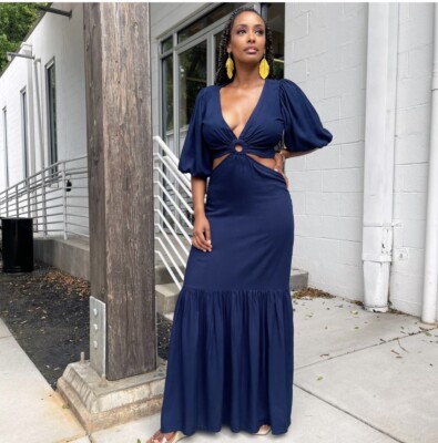 NWOT SKEMO Kavala Navy Cut Out Waist Dress. Size S | eBay