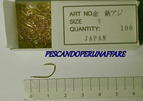 AMO PER SUGARELLO scatola da 100pcs,colore oro,amo storto,punta ricurva,Japan