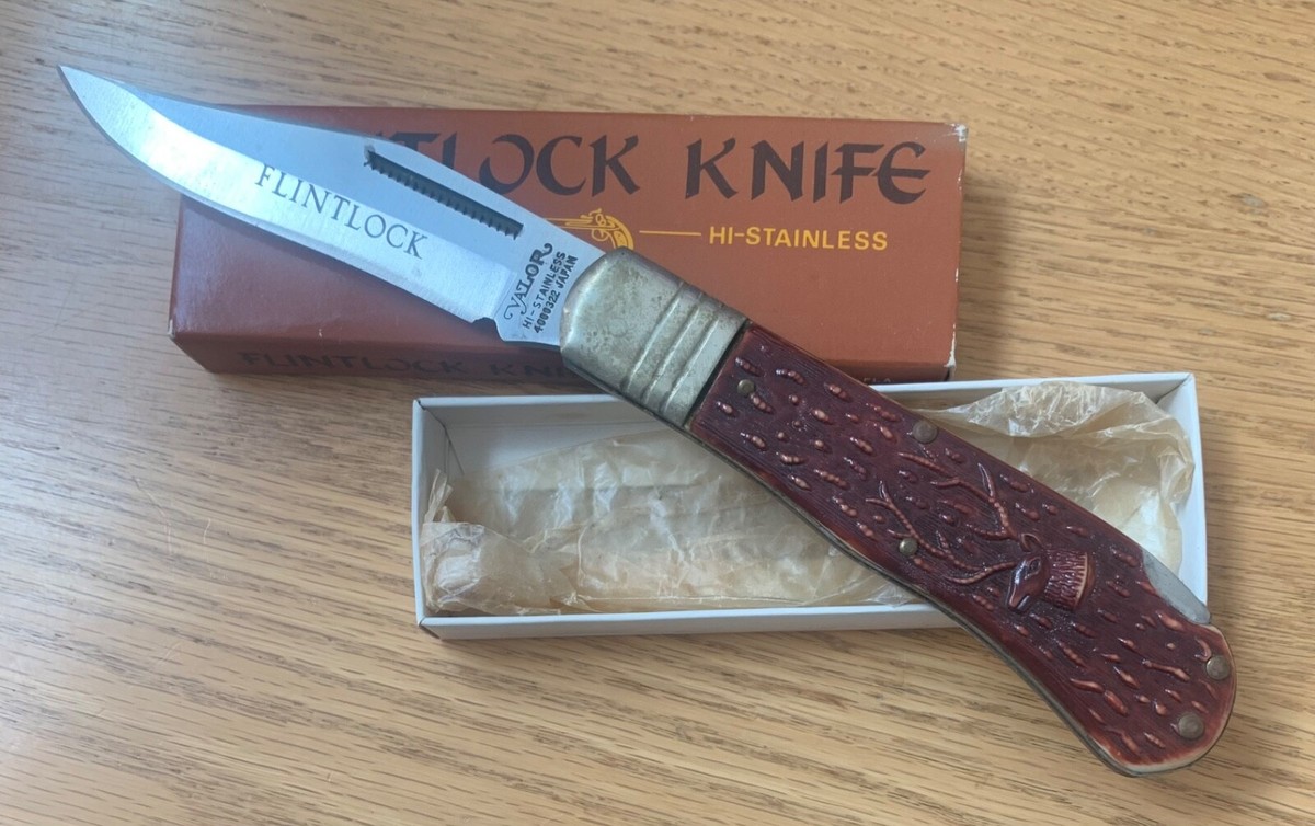 VINTAGE VALOR JAPAN FLINTLOCK KNIFE NEVER USED IN BOX ST | eBay